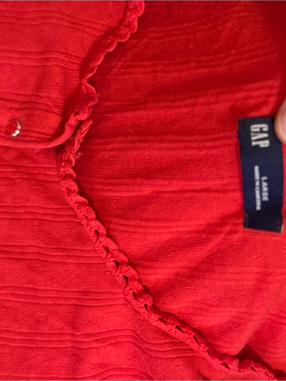 GAP Red Ribbed V-Neck Button-Front Sweater - Picture 3 of 4